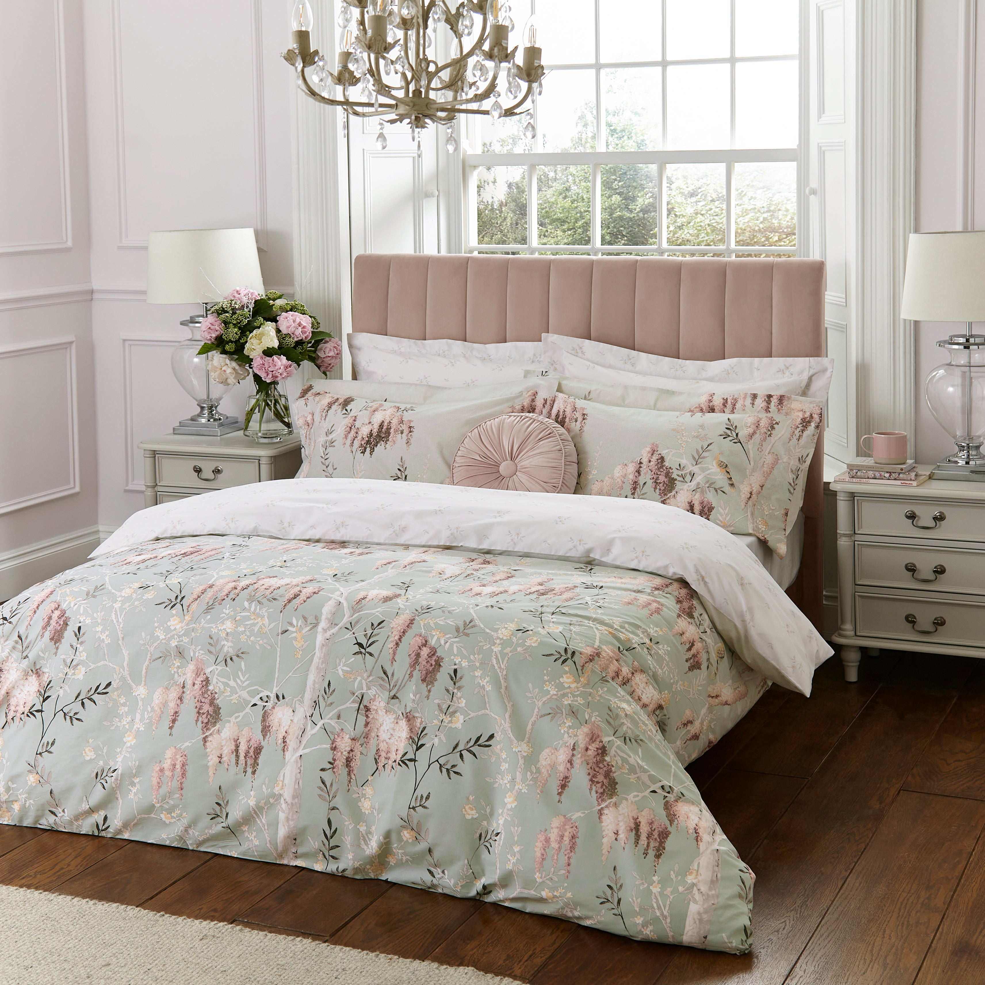 Riona Gardens Sage Cotton Duvet Set Sage