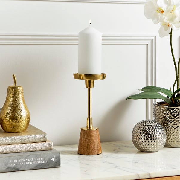 Gold Pillar Candle Holder image 1 of 4