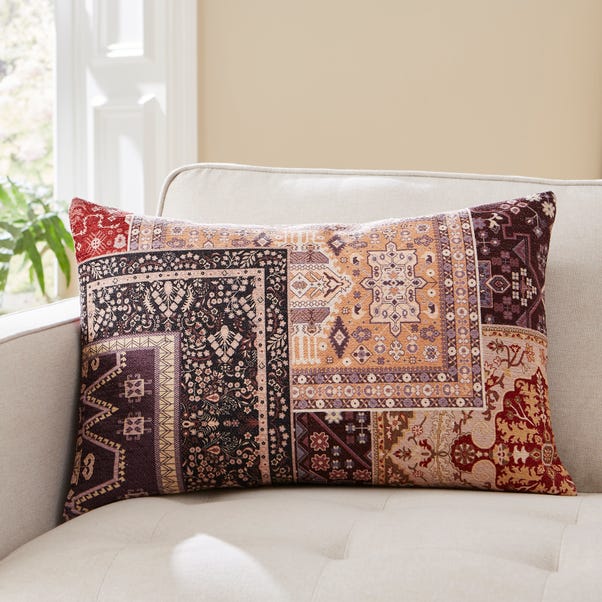 Printed Oriental Patchwork Cushion Lilac image 1 of 5