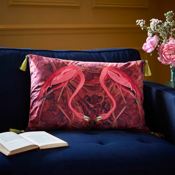 Flamingo Embroidery Cushion Magenta image 1 of 9