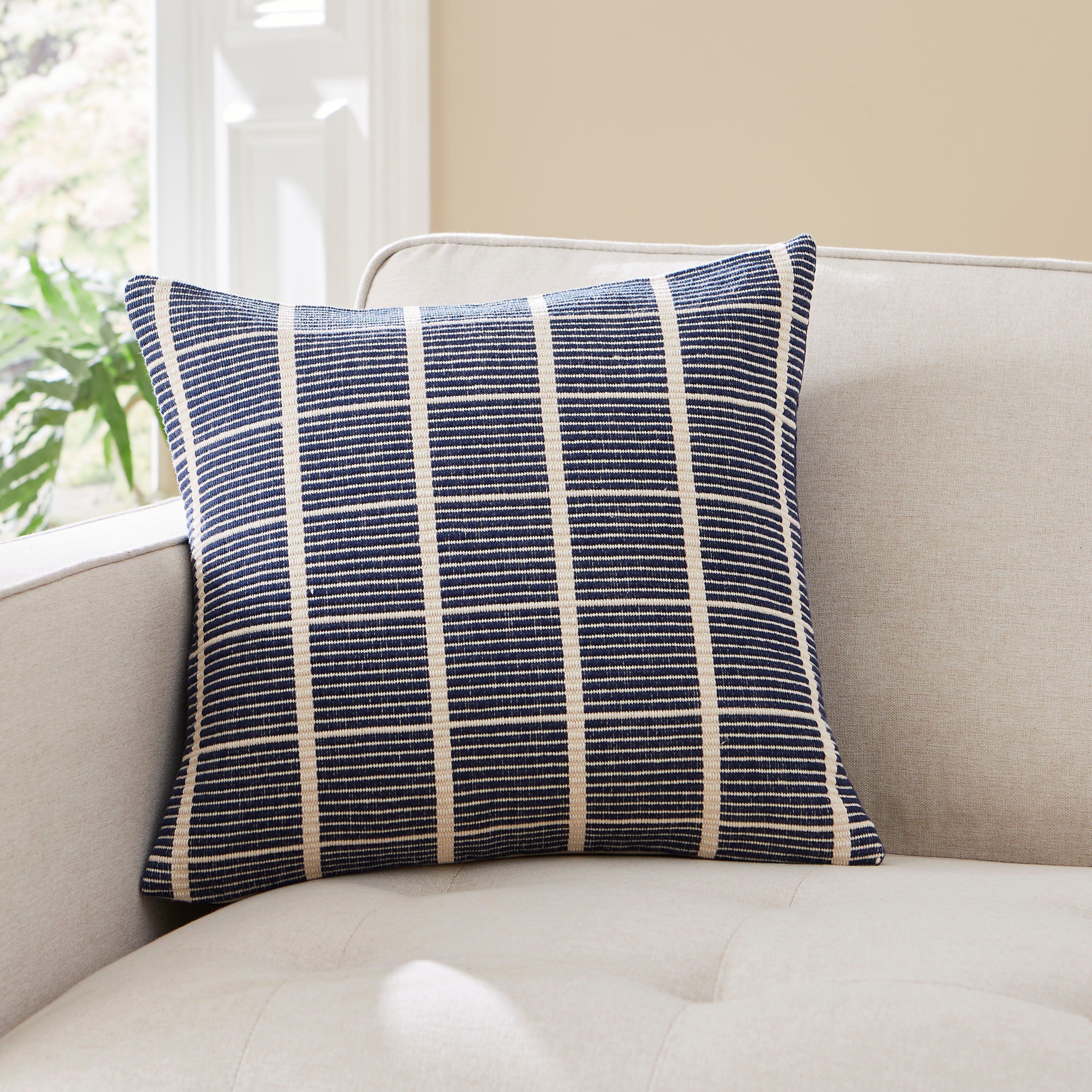 Elements Woven Squares Check Cushion Navy