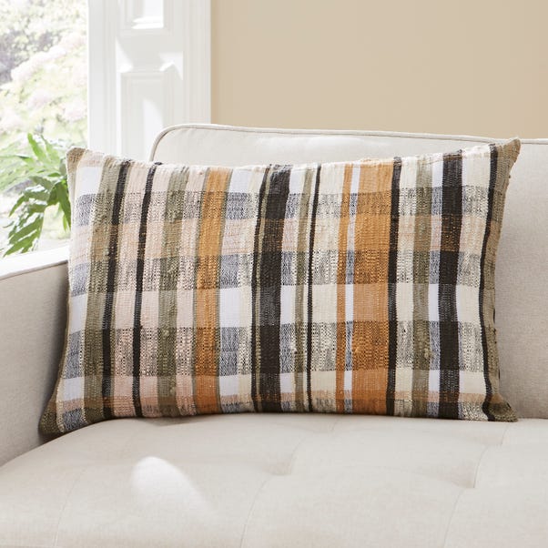 Woven Check Cushion Brown image 1 of 5