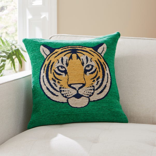 Woven Chenille Tiger Cushion image 1 of 5