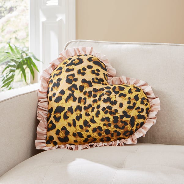 Heart Shaped Leopard Frill Cushion image 1 of 3