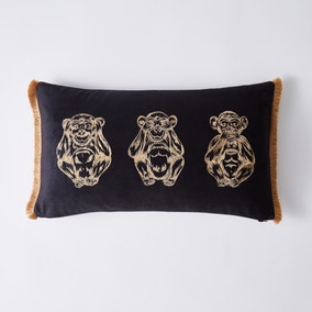 Three Monkeys Velvet Cushion
