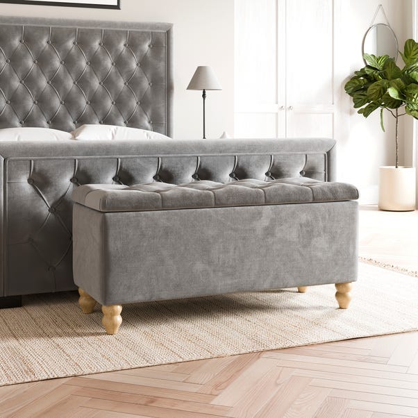 Arriana Velvet End of Bed Storage Ottoman image 1 of 6
