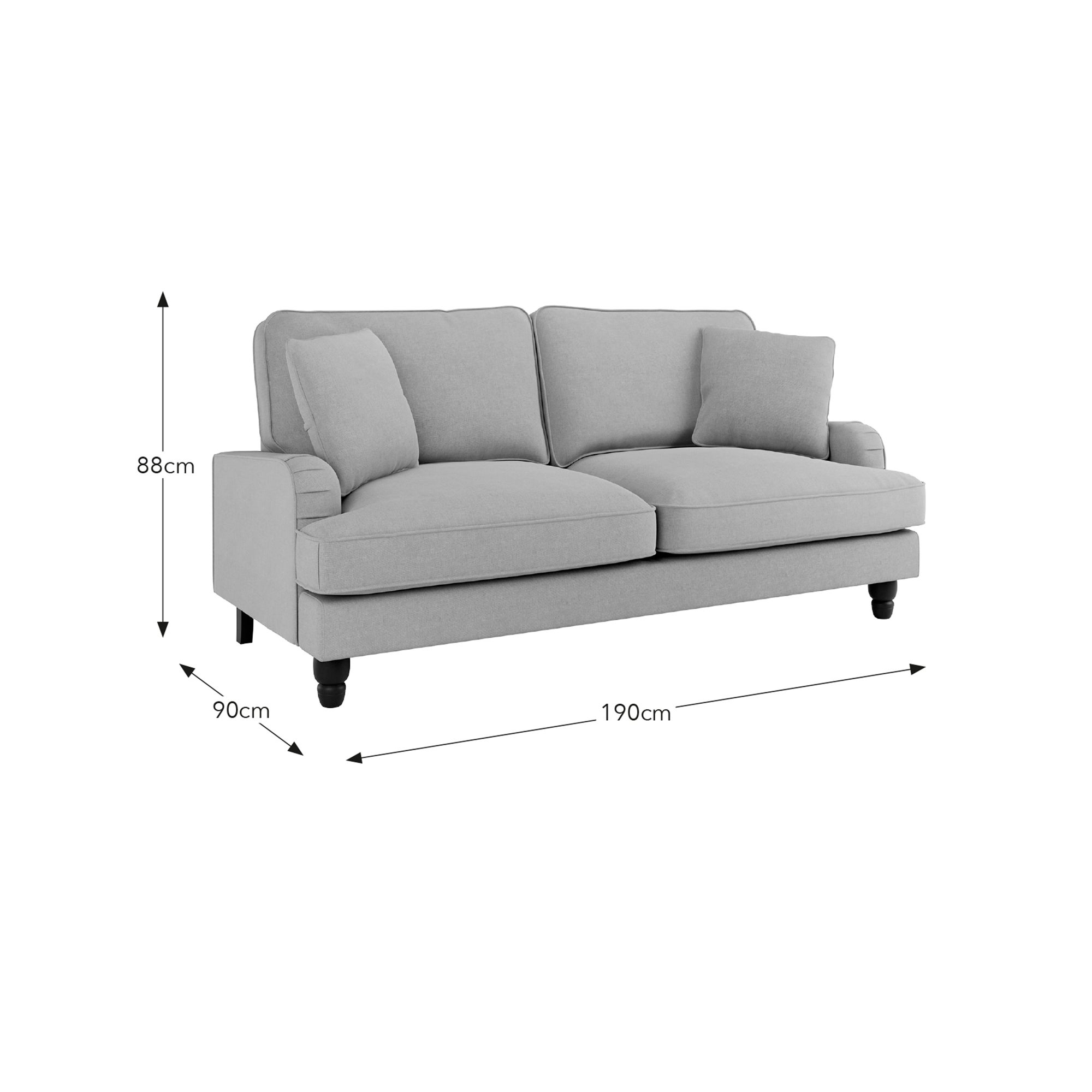 Beatrice Flatweave Grey 3 Seater Sofa | Dunelm