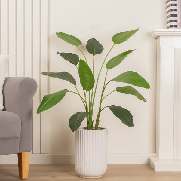 Artificial Banana Palm Tree in White Ceramic Plant Pot image 1 of 3
