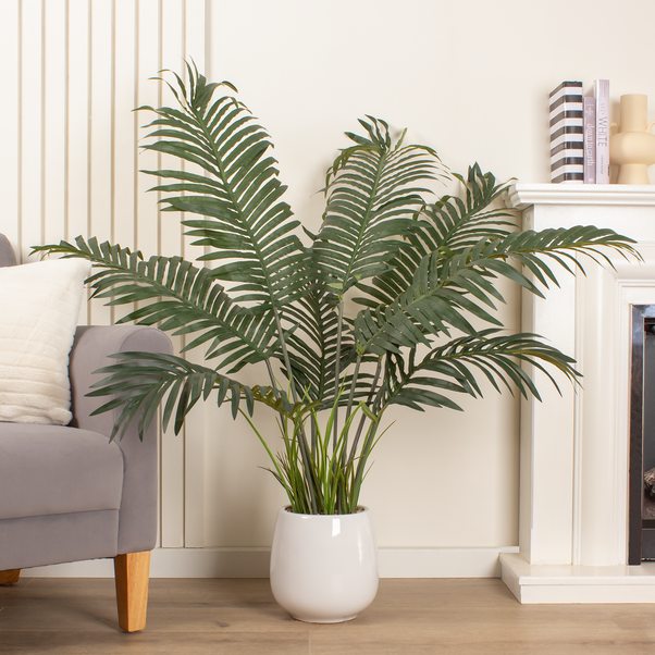Artificial Palm Tree in White Ceramic Plant Pot image 1 of 4