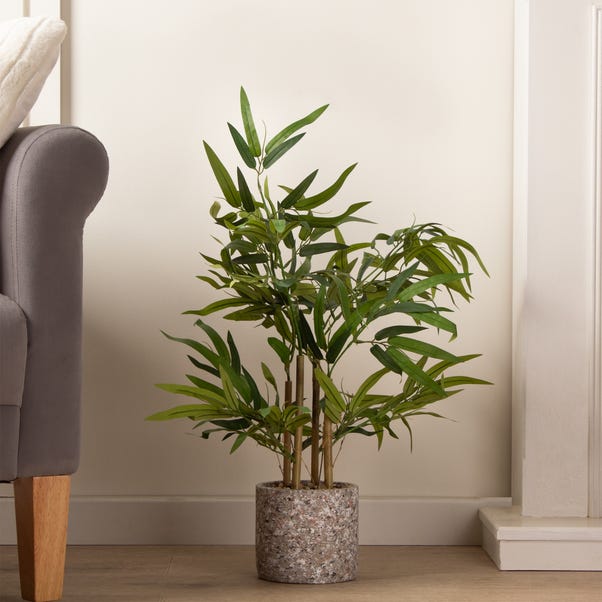 Artificial Bamboo Tree in Cement Patterned Plant Pot image 1 of 3