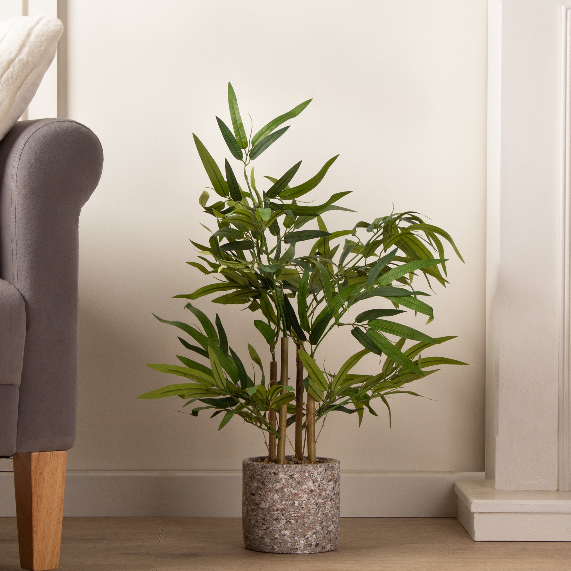 Artificial Bamboo Tree in Cement Patterned Plant Pot