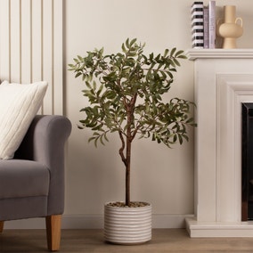 Artificial Olive Tree in White Ceramic Plant Pot