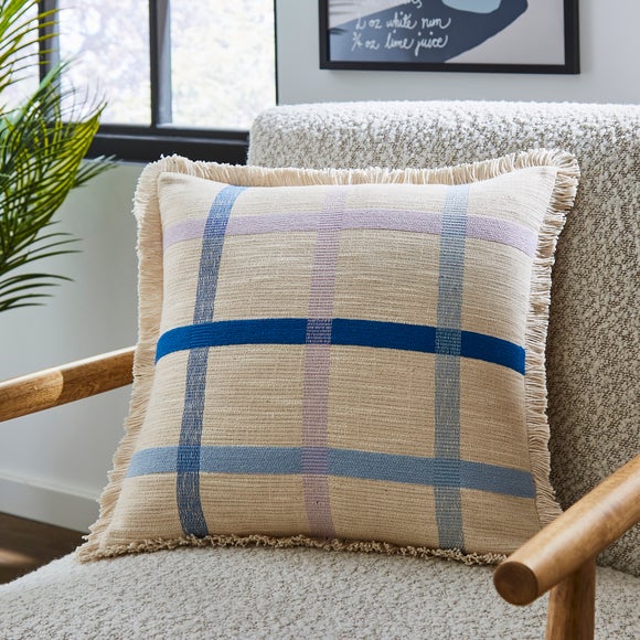 Click to view product details and reviews for Woven Check Cotton Square Cushion.