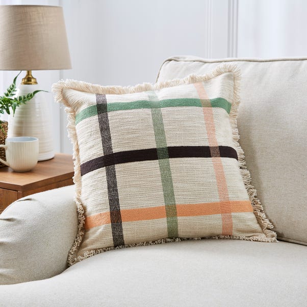 Woven Check Cotton Square Cushion image 1 of 6