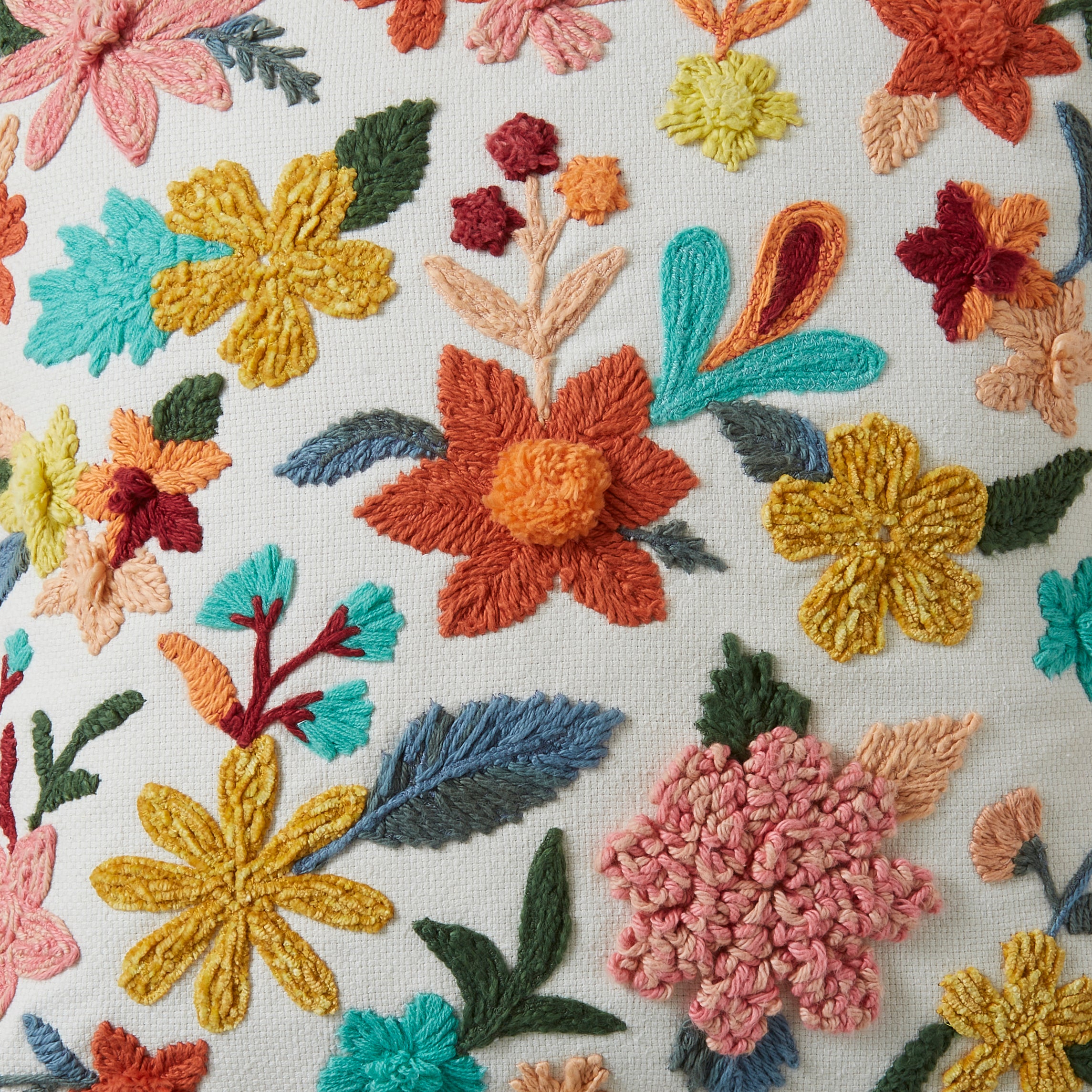 Embroidered Floral Chenille Cushion Cover | Dunelm