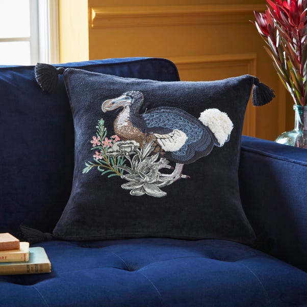 Dodo Embroidered Black Cushion image 1 of 7