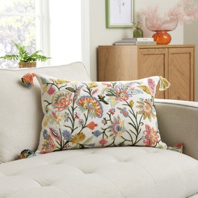 Embroidered Folktale Floral Cushion