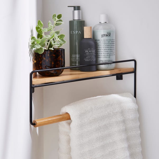 Compact Living Corner Shelf With Towel Rail image 1 of 3