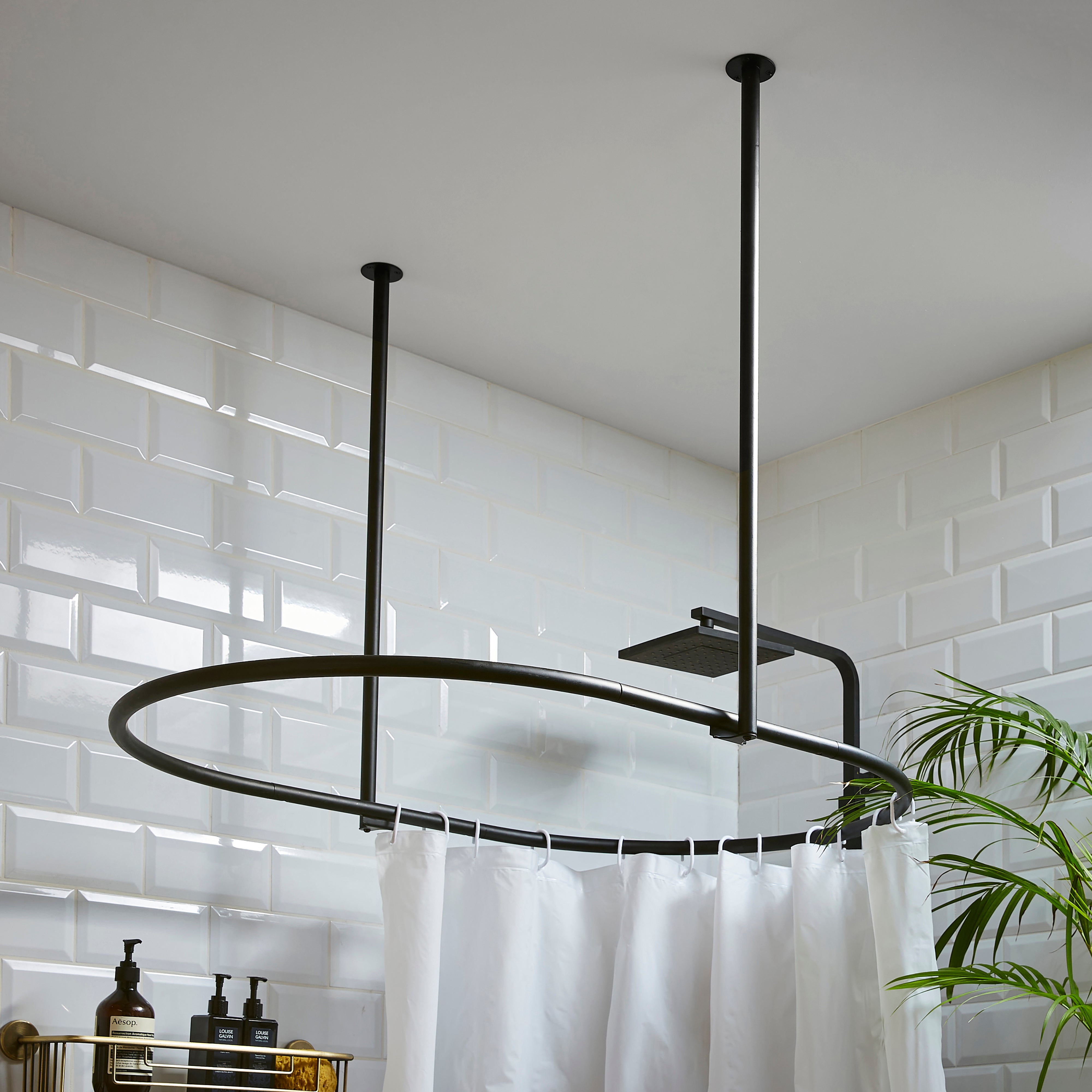 Oval Shower Curtain Rail Black