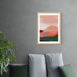 East End Prints Green & Pink Abstract I Framed Print