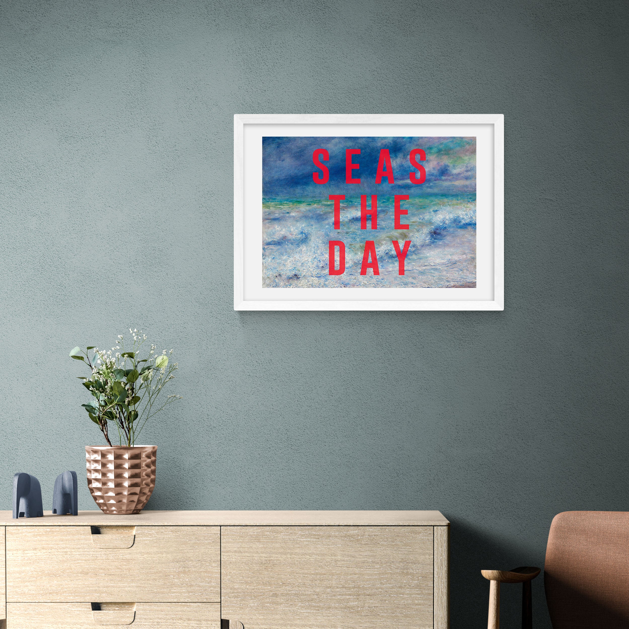 Image of East End Prints Seas The Day Framed Print Blue