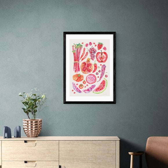 East End Prints Red Harvest Of Fruit & Vegetables Framed Print