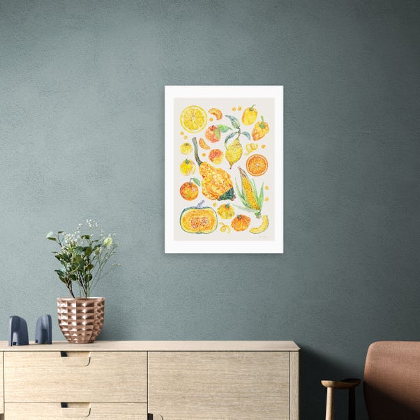 East End Prints Yellow Harvest Of Fruit & Vegetables Framed Print image 1 of 2