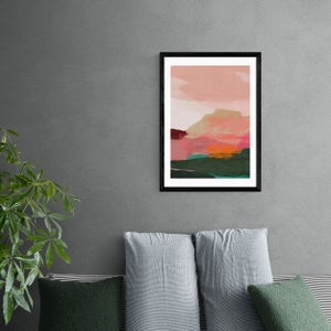 East End Prints Green & Pink Abstract I Framed Print