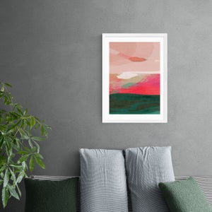 East End Prints Green & Pink Abstract Ii Framed Print