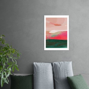 East End Prints Green & Pink Abstract Ii Framed Print