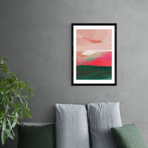 East End Prints Green & Pink Abstract Ii Framed Print