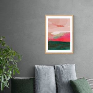 East End Prints Green & Pink Abstract Ii Framed Print