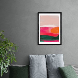 East End Prints Green & Pink Abstract Iii Framed Print