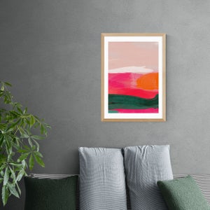 East End Prints Green & Pink Abstract Iii Framed Print