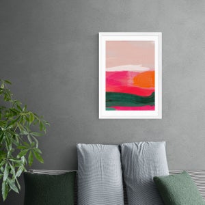 East End Prints Green & Pink Abstract Iii Framed Print