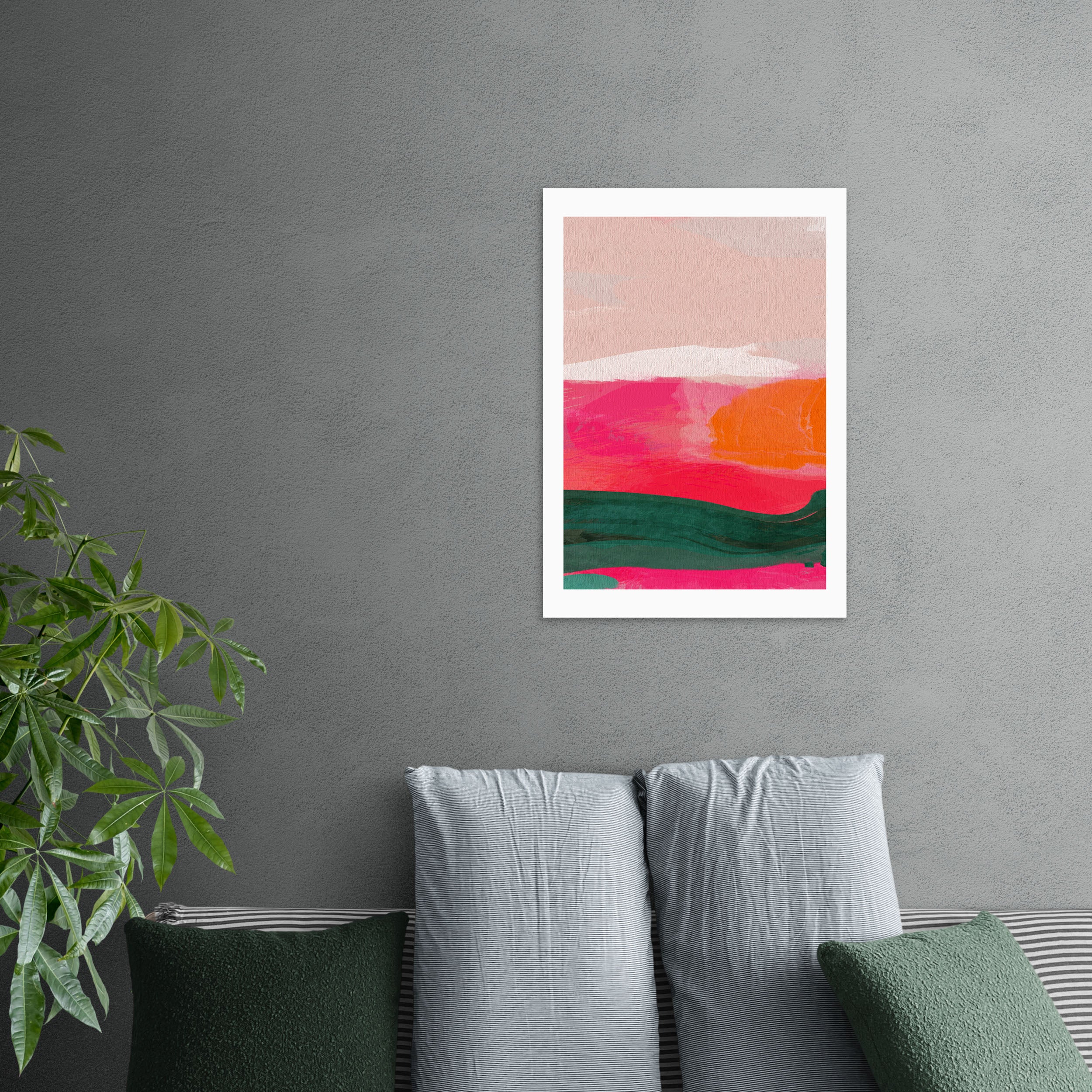East End Prints Green & Pink Abstract III Framed Print