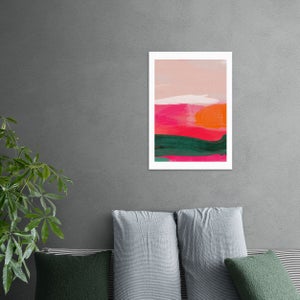 East End Prints Green & Pink Abstract Iii Framed Print