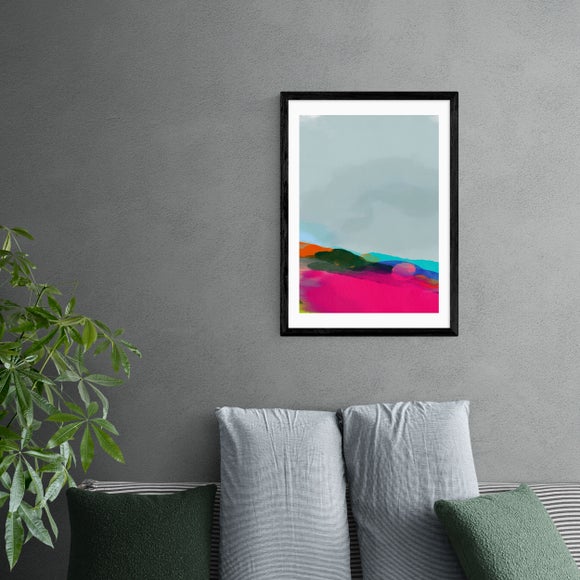 East End Prints Red Poppies Field Abstract III Framed Print