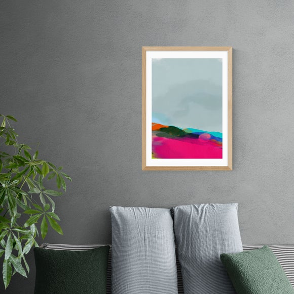 East End Prints Red Poppies Field Abstract III Framed Print
