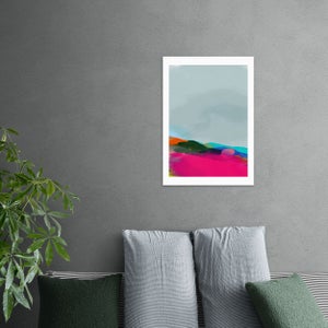 East End Prints Red Poppies Field Abstract Iii Framed Print
