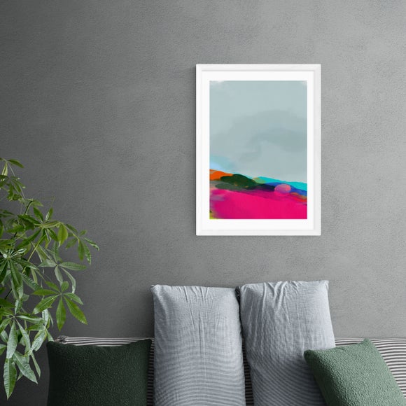 East End Prints Red Poppies Field Abstract III Framed Print