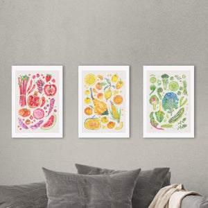 Set Of 3 East End Prints Harvest Of Fruit & Vegetables Gallery Wall Framed Prints