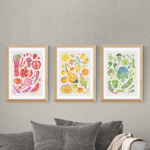 Set Of 3 East End Prints Harvest Of Fruit & Vegetables Gallery Wall Framed Prints