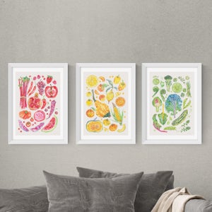Set Of 3 East End Prints Harvest Of Fruit & Vegetables Gallery Wall Framed Prints