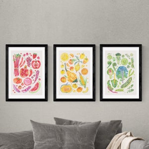Set Of 3 East End Prints Harvest Of Fruit & Vegetables Gallery Wall Framed Prints