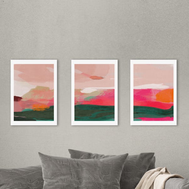 Set of 3 East End Prints Green & Pink Abstract Gallery Wall Framed Prints image 1 of 2