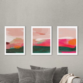Set of 3 East End Prints Green & Pink Abstract Gallery Wall Framed Prints