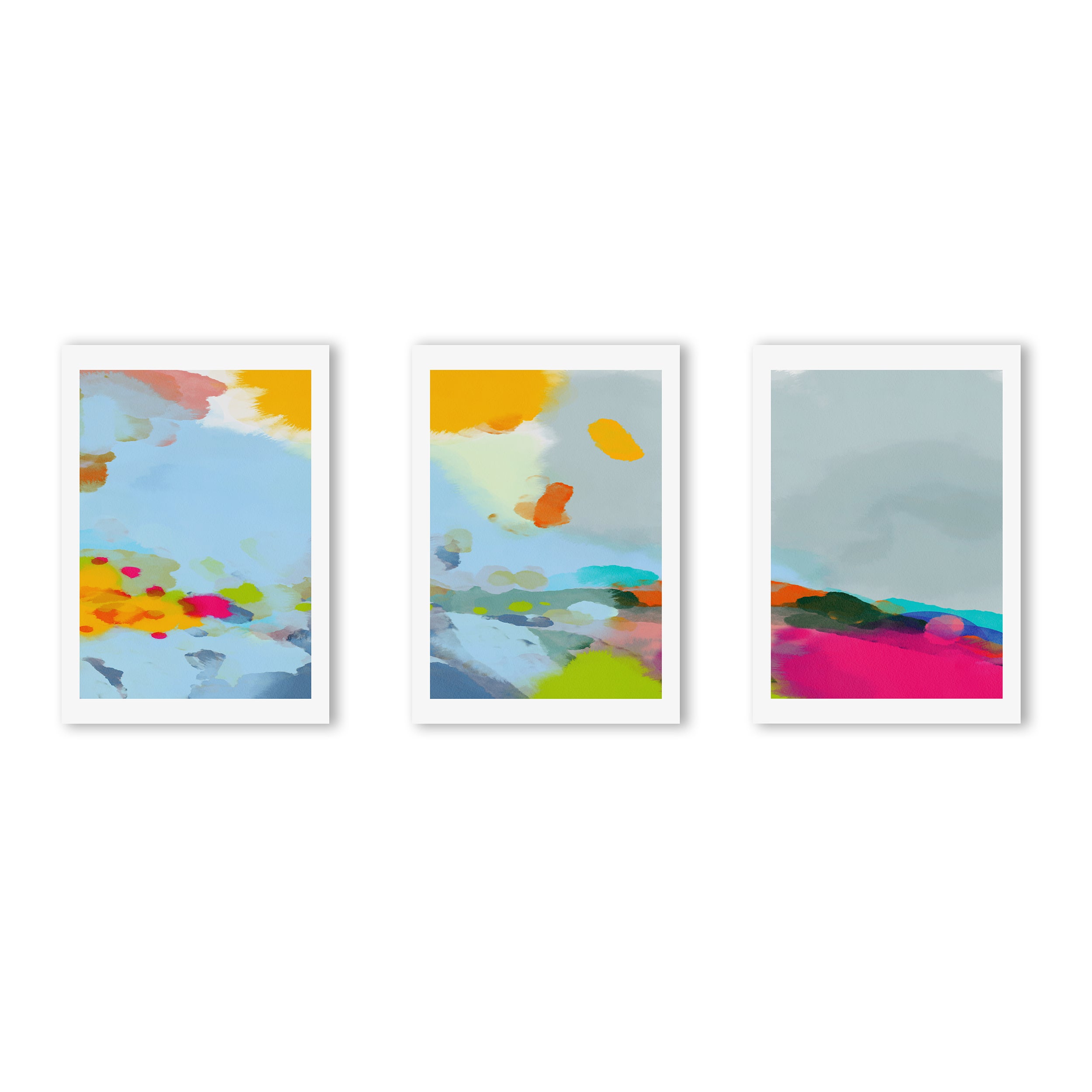 Set of 3 East End Prints Red Poppies Field Abstract Gallery Wall Framed ...