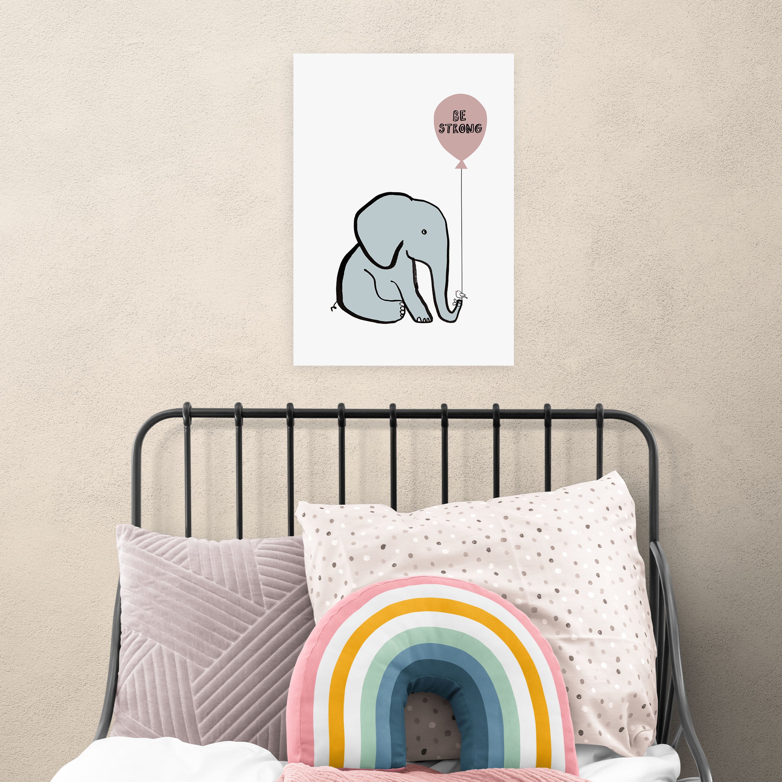 East End Prints Be Strong Elephant Print