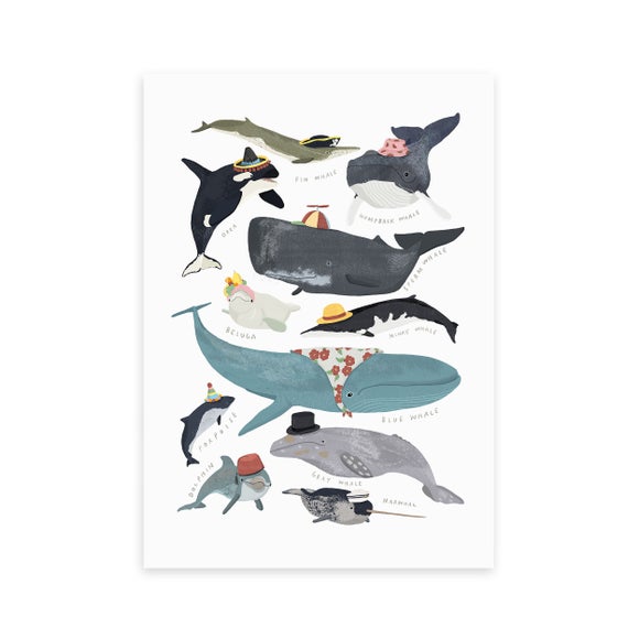 Photo 2 of East End Prints Whales In Hats Print Photo 2 of East End Prints Whales In Hats Print